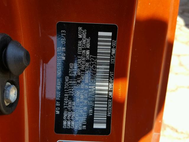 JF1ZNAA19D2725327 - 2013 TOYOTA SCION FR-S ნარინჯისფერი ფოტო 10