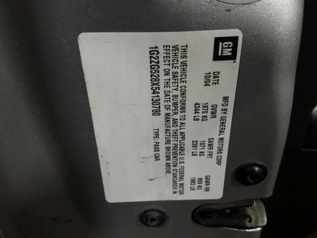 1G2ZG528X54130780 - 2005 PONTIAC G6 GRAY photo 10