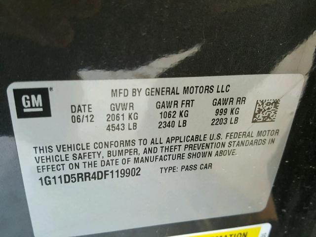 1G11D5RR4DF119902 - 2013 CHEVROLET MALIBU 1LT 石墨色 照片 10