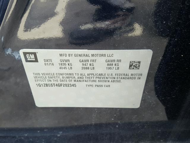 1G1ZB5ST4GF202345 - 2016 CHEVROLET MALIBU LS 蓝色 照片 10