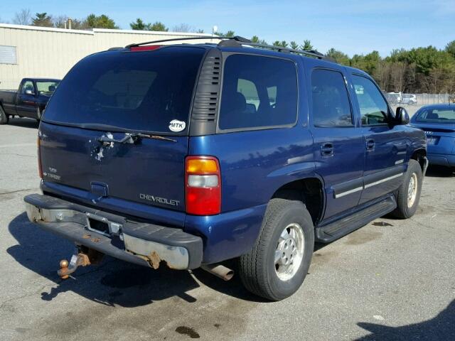 1GNEK13T01J145862 - 2001 CHEVROLET TAHOE K150 BLUE photo 4