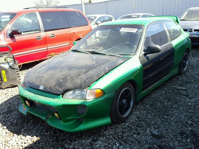 2HGEH2351PH540157 - 1993 HONDA CIVIC CX GREEN photo 2