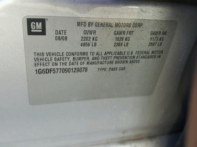 1G6DF577090129078 - 2009 CADILLAC CTS GRAY photo 10