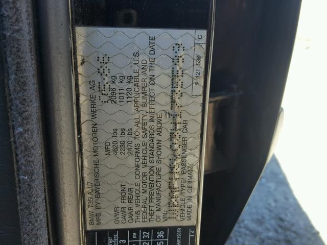 WBAFH8403H1735599 - 1987 BMW 735 I AUTO BLACK photo 10