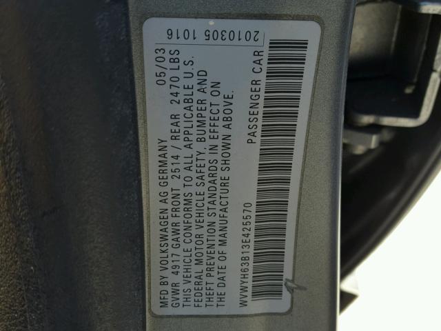 WVWYH63B13E425570 - 2003 VOLKSWAGEN PASSAT GLX 灰色 照片 10