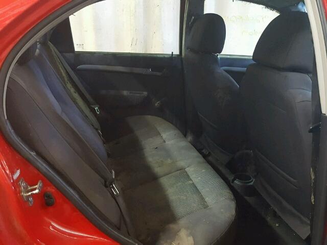 KL1TD56E29B605499 - 2009 CHEVROLET AVEO LS RED photo 6