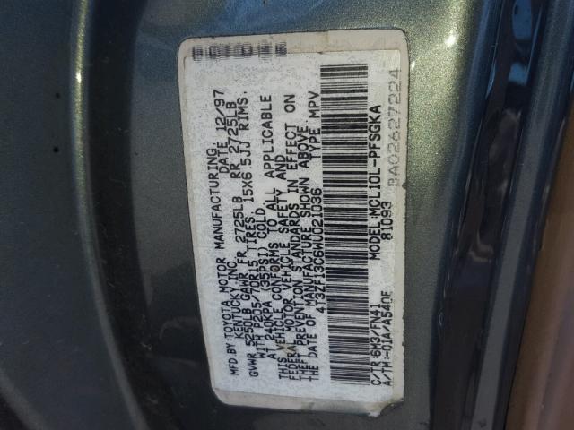 4T3ZF13C6WU021036 - 1998 TOYOTA SIENNA LE GRAY photo 10