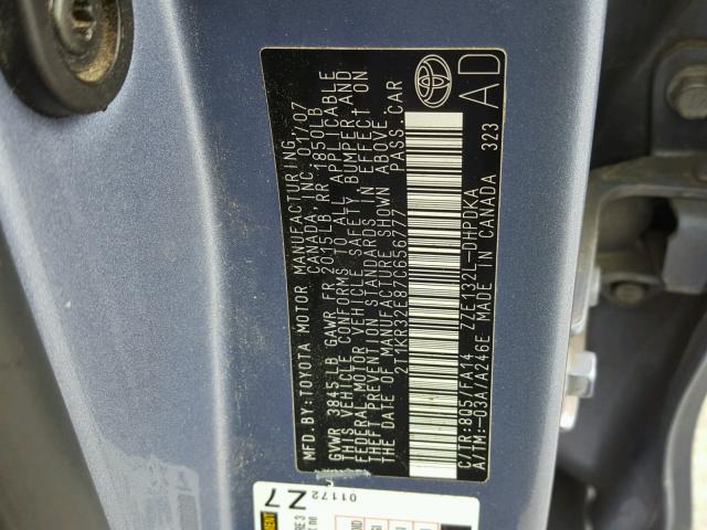 2T1KR32E87C656777 - 2007 TOYOTA MATRIX 蓝色 照片 10