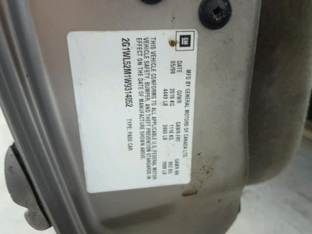 2G1WL52M1W9314052 - 1998 CHEVROLET LUMINA BAS ნაცრისფერი ფოტო 10