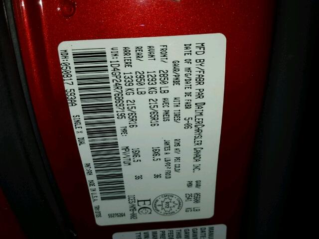 1D4GP24R76B697195 - 2006 DODGE GRAND CARA RED photo 10