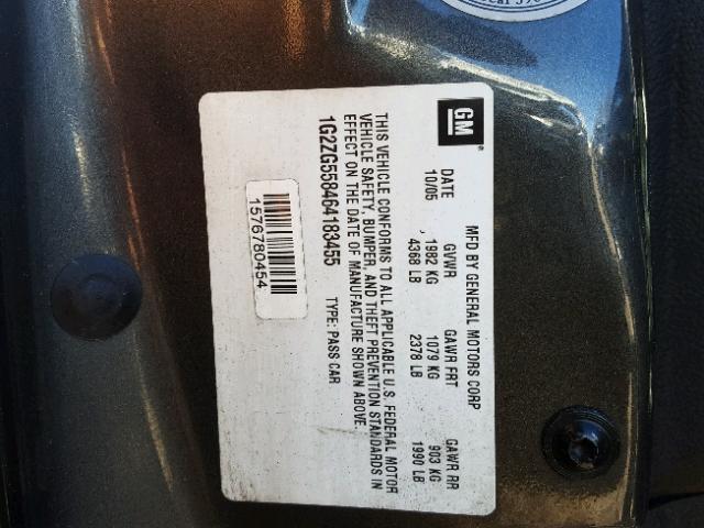 1G2ZG558464183455 - 2006 PONTIAC G6 SE1 GRAY photo 10