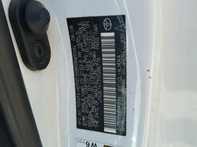 JTKDE167390288776 - 2009 TOYOTA SCION TC 白色 照片 10