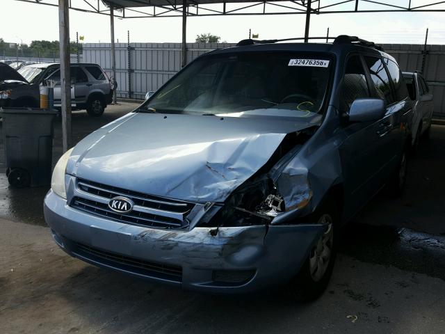 KNDMB233X86237388 - 2008 KIA SEDONA EX BLUE photo 2