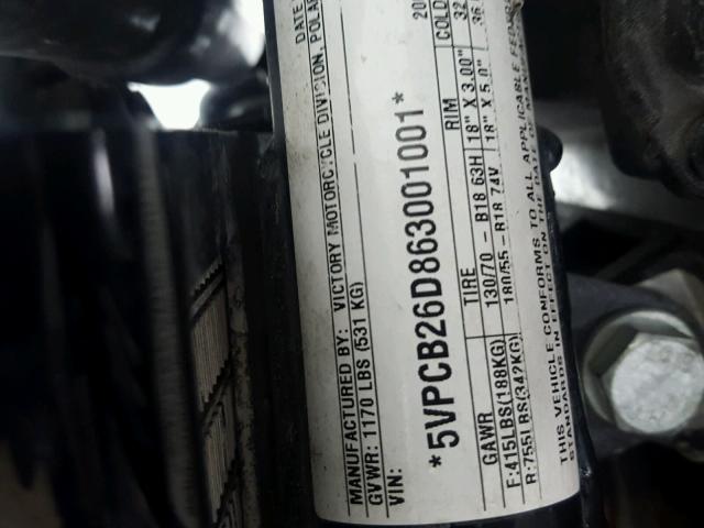 5VPCB26D863001001 - 2006 VICTORY MOTORCYCLES KINGPIN შავი ფოტო 19