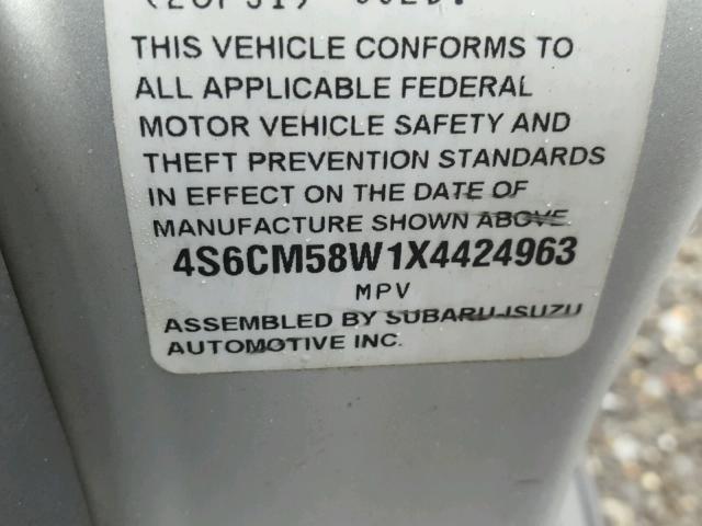 4S6CM58W1X4424963 - 1999 HONDA PASSPORT E SILVER photo 10