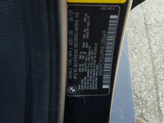 WBXPC93499WJ30669 - 2009 BMW X3 XDRIVE3 BLACK photo 10