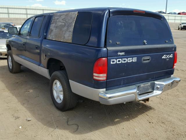 1B7HG2AZ1YS731429 - 2000 DODGE DAKOTA QUA BLUE photo 3