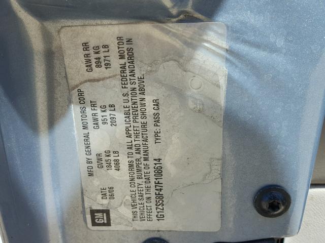 1G1ZS58F47F108614 - 2007 CHEVROLET MALIBU LS ლურჯი ფოტო 10