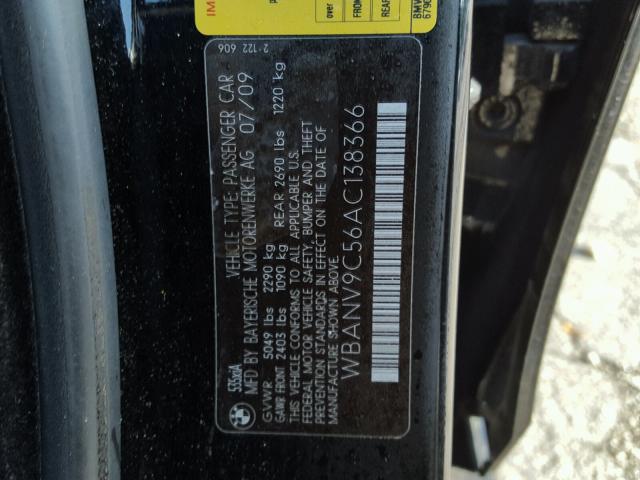 WBANV9C56AC138366 - 2010 BMW 535 XI Սև լուսանկար 10