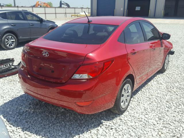 KMHCT4AE3GU083251 - 2016 HYUNDAI ACCENT SE RED photo 4