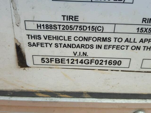 53FBE1214GF021690 - 2016 UTILITY TRAILER WHITE photo 10