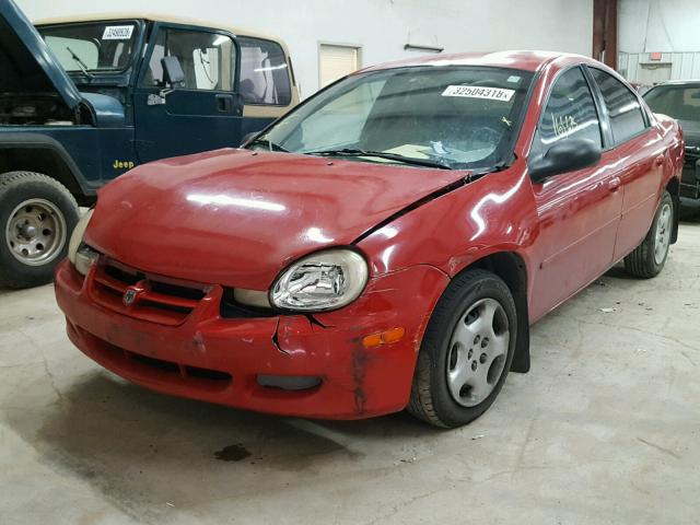 1B3ES26CX2D621966 - 2002 DODGE NEON RED photo 2