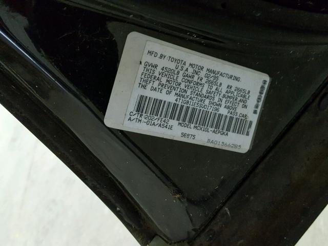 4T1GB11E5SU017196 - 1995 TOYOTA AVALON XLS BLACK photo 10