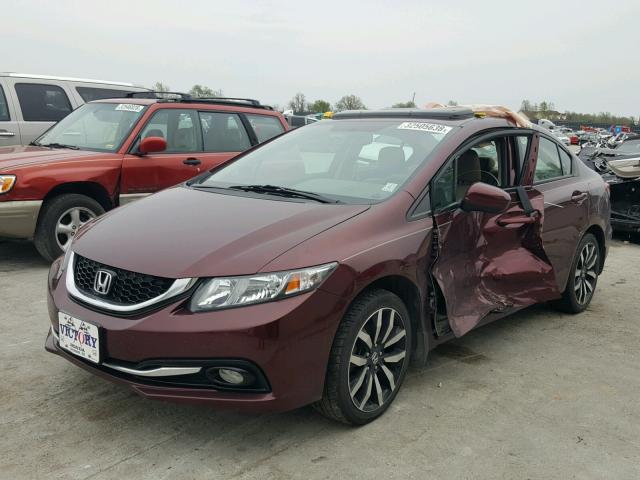 19XFB2F97EE078943 - 2014 HONDA CIVIC EXL BURGUNDY photo 2