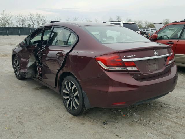 19XFB2F97EE078943 - 2014 HONDA CIVIC EXL BURGUNDY photo 3