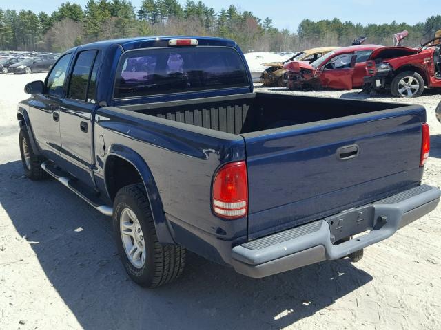 1D7HG38N04S769727 - 2004 DODGE DAKOTA QUA BLUE photo 3