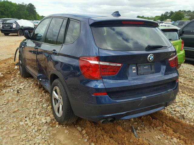 5UXWX5C57BL704772 - 2011 BMW X3 XDRIVE2 BLUE photo 3