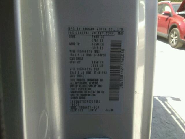 3N63M0YN2FK721050 - 2015 CHEVROLET CITY EXPRE SILVER photo 10