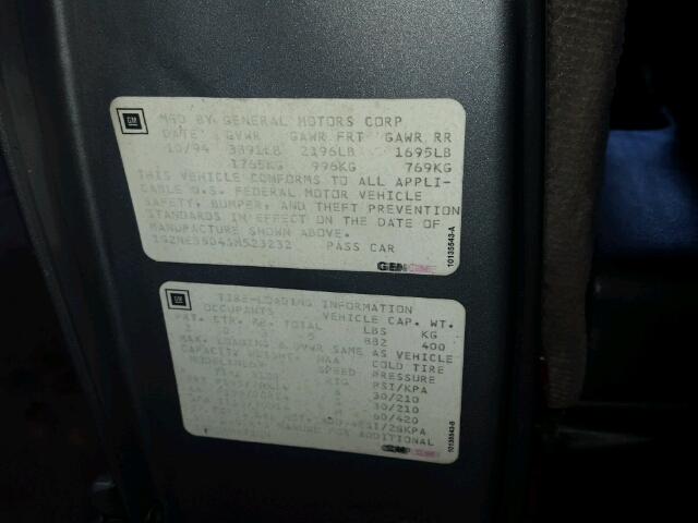 1G2NE55D4SM523232 - 1995 PONTIAC GRAND AM S Boz foto 10