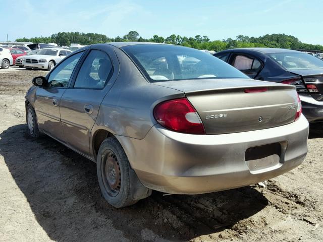 1B3ES46C61D120163 - 2001 DODGE NEON SE BROWN photo 3