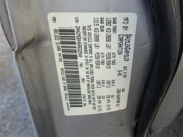 2A4GM68446R632540 - 2006 CHRYSLER PACIFICA T SILVER photo 10