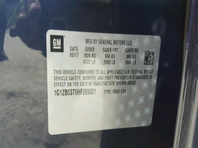 1G1ZB5ST6HF269921 - 2017 CHEVROLET MALIBU LS 黑色 照片 10