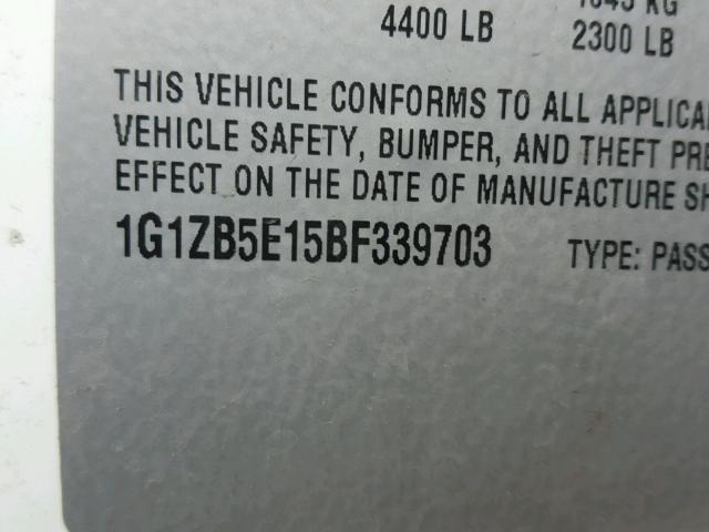 1G1ZB5E15BF339703 - 2011 CHEVROLET MALIBU LS 白色 照片 10