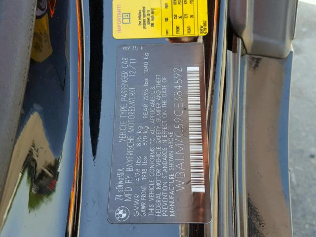 WBALM7C59CE384592 - 2012 BMW Z4 SDRIVE3 黑色 照片 10