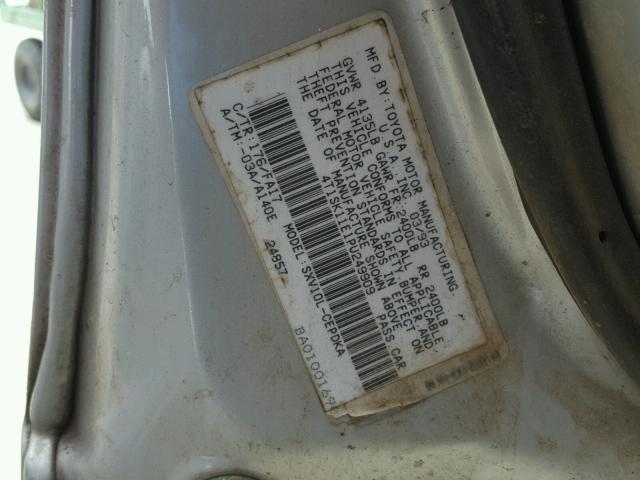 4T1SK11E1PU249909 - 1993 TOYOTA CAMRY DX SILVER photo 10