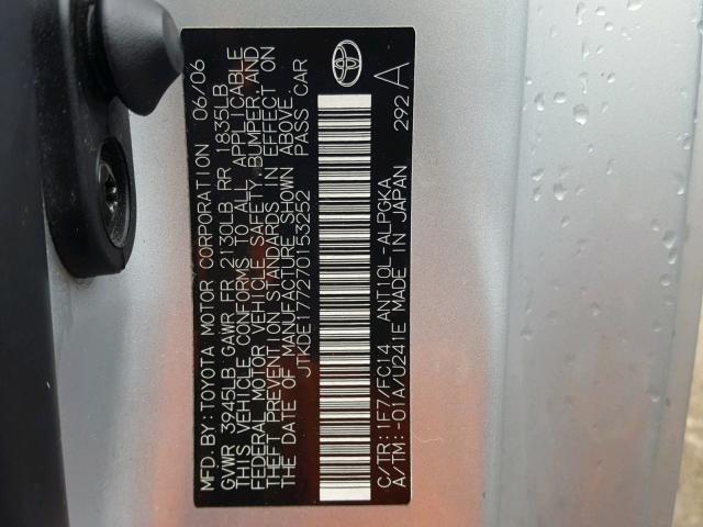 JTKDE177270153252 - 2007 TOYOTA SCION TC 银色 照片 10