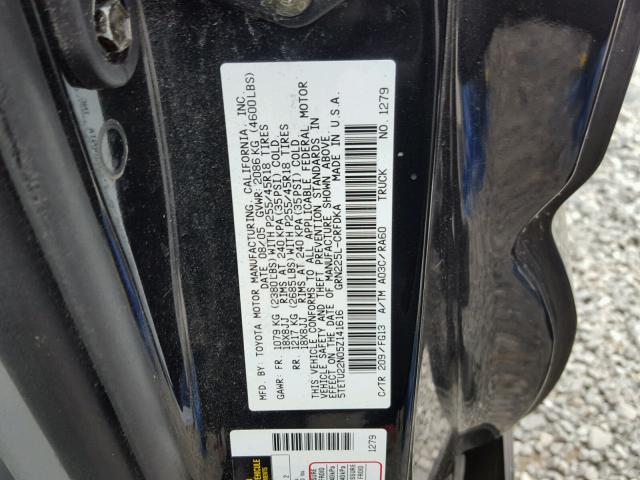 5TETU22N05Z141616 - 2005 TOYOTA TACOMA X-R BLACK photo 10