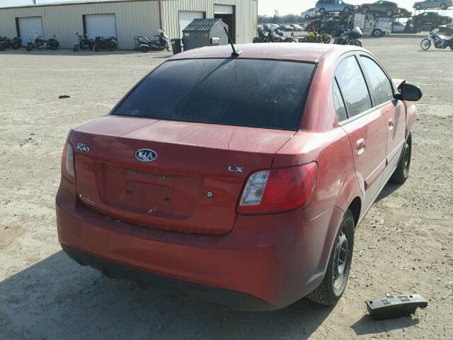 KNADH4A32A6615106 - 2010 KIA RIO/LX/SX RED photo 4