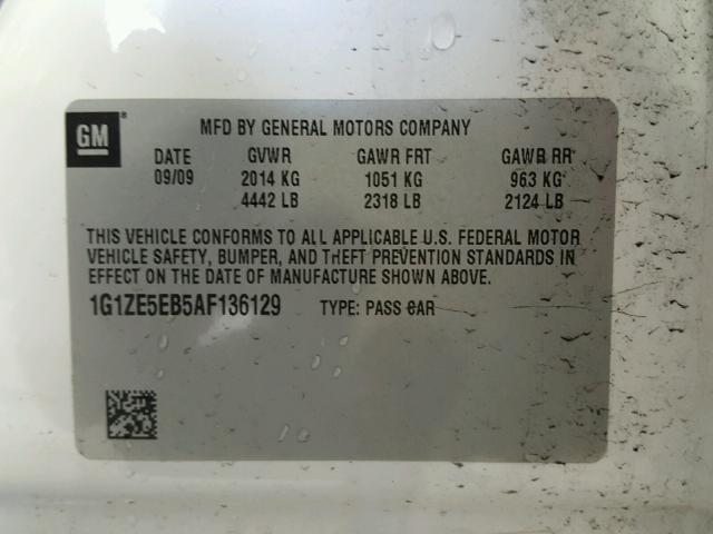 1G1ZE5EB5AF136129 - 2010 CHEVROLET MALIBU LTZ 白色 照片 10