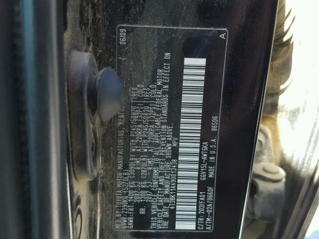 4T3BK11A49U013438 - 2009 TOYOTA VENZA BASE BLACK photo 10