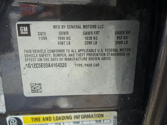 1G1ZC5E03A4164320 - 2010 CHEVROLET MALIBU 1LT GRAY photo 10