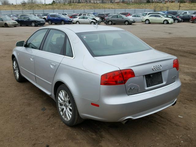 WAUDF78E28A159968 - 2008 AUDI A4 2.0T QU SILVER photo 3