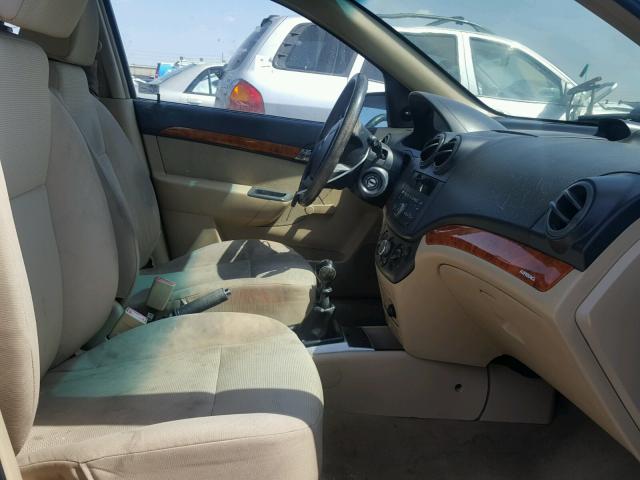 KL1TD56E39B390652 - 2009 CHEVROLET AVEO LS TEAL photo 5