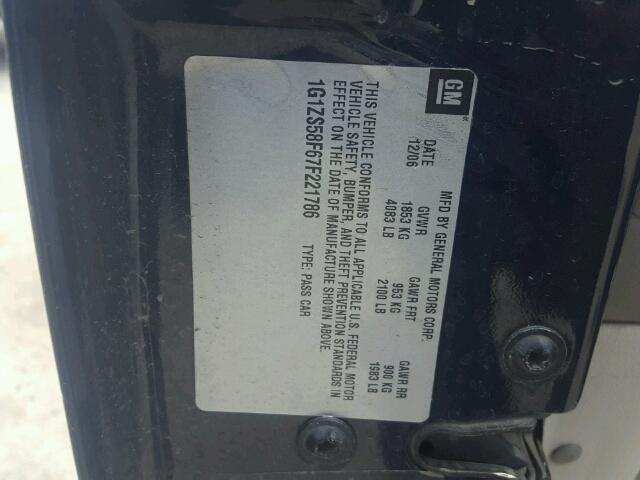 1G1ZS58F67F221786 - 2007 CHEVROLET MALIBU LS 蓝色 照片 10