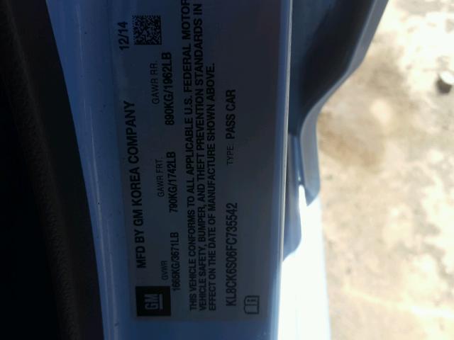 KL8CK6S06FC735542 - 2015 CHEVROLET SPARK EV 1 蓝色 照片 10