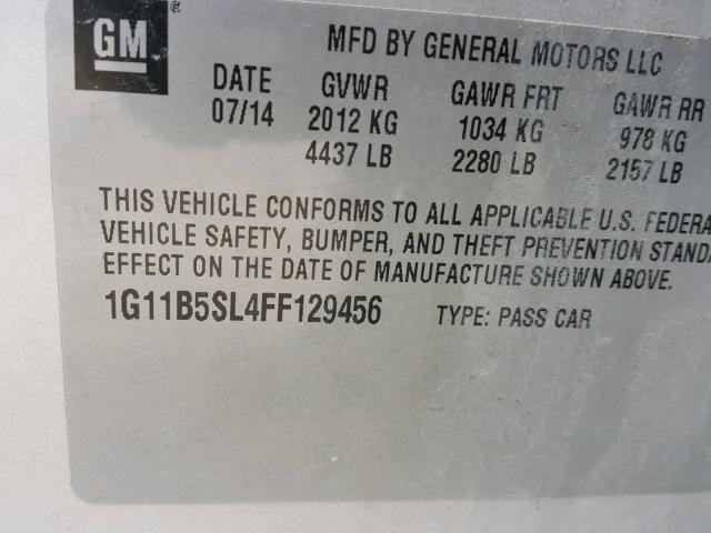 1G11B5SL4FF129456 - 2015 CHEVROLET MALIBU LS SILVER photo 10